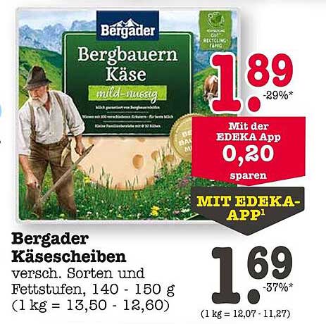 Bergader Käse - Bergbauern Käse Scheiben 140-150 g