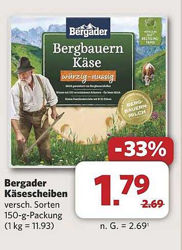 Bergader Käsescheiben 150-g-Packung - würzig-nussig
