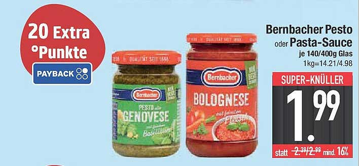 Bernbacher Pesto oder Pasta-Sauce je 140/400g Glas