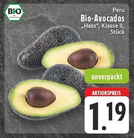 Bio-Avocados "Hass", Klasse II, Stück