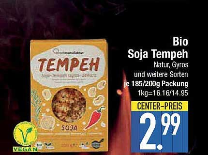 Bio Soja Tempeh Natur, Gyros und weitere Sorten