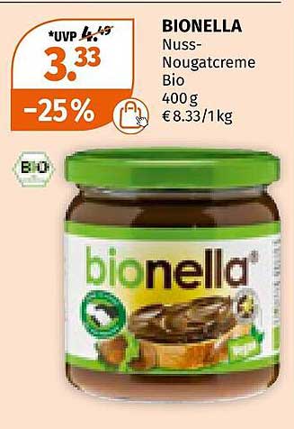 BIONELLA Nuss-Nougatcreme Bio 400 g