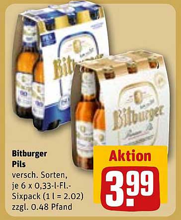 Bitburger Pils - Verschiedene Sorten im attraktiven Sixpack