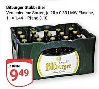Bitburger Stubbi Bier 20 x 0,33 l - je Kiste