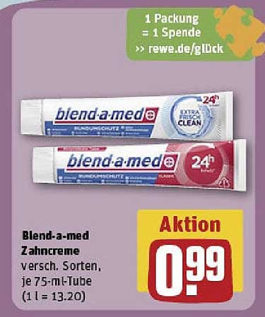 Blend-a-med Zahnpasta – 75 ml für nur 0,99 €