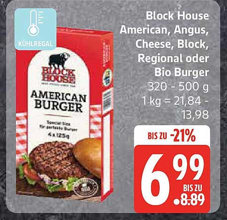 Block House American Burger, Angus, Cheese, Block, Regional oder Bio Burger 320 - 500 g