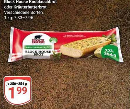 Block House Knoblauchbrot oder Kräuterbutterbrot, 254 g