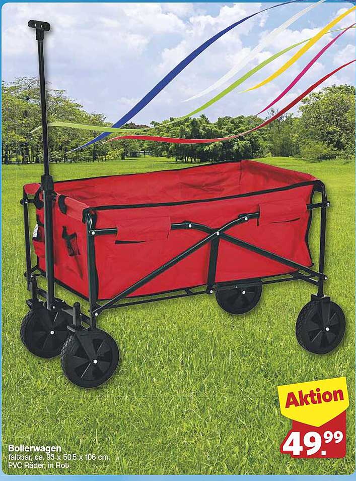 Bollerwagen faltbar in Rot - Aktion