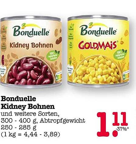 Bonduelle Kidney Bohnen und Goldmais 300 - 400 g
