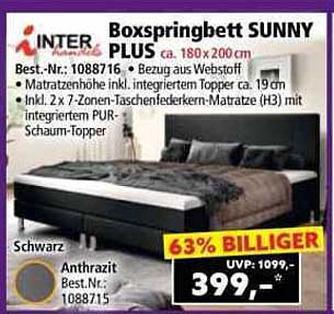 Boxspringbett SUNNY PLUS 180 x 200 cm