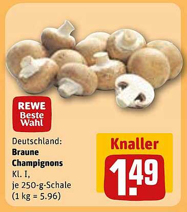 Braune Champignons Kl. I, je 250-g-Schale