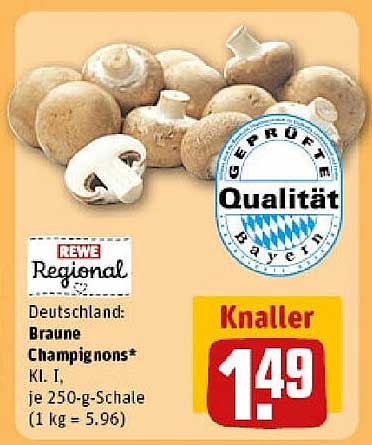Braune Champignons* Kl. I, je 250-g-Schale