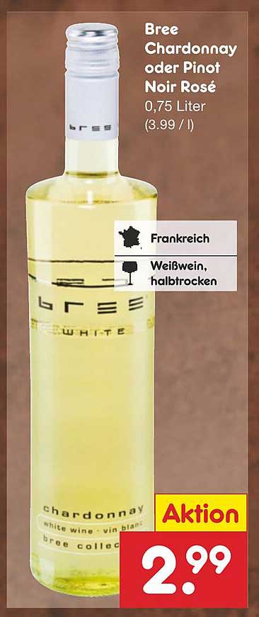 Bree Chardonnay oder Pinot Noir Rosé 0,75 Liter