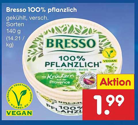 Bresso 100% pflanzlich - auf Mandel-Basis 140 g