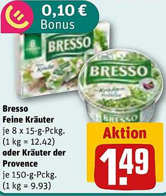 Bresso Feine Kräuter - 150-g-Päckchen (Aktionspreis: 1,49€)