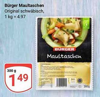 Bürger Maultaschen Original schwäbisch, 300 g