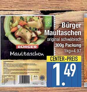 Bürger Maultaschen original schwäbisch 300g Packung