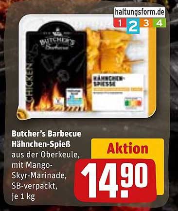 Butcher’s Barbecue Hähnchen-Spieß aus der Oberkeule mit Mango-Skyr-Marinade, SB-verpackt, je 1 kg