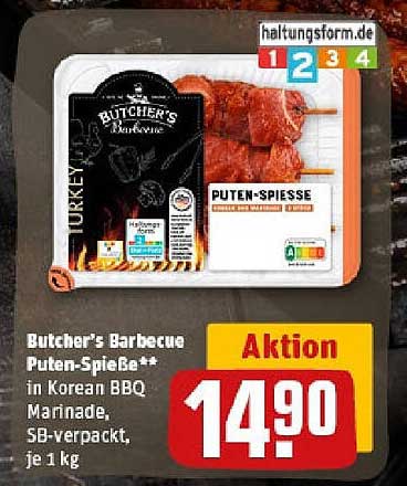 Butcher's Barbecue Puten-Spieße in Korean BBQ Marinade, SB-verpackt, je 1 kg