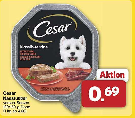 Cesar Nassfutter versch. Sorten 100/150-g-Dose