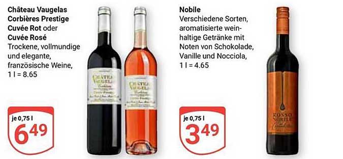 Château Vaugelas Corbières Prestige Cuvée Rot oder Cuvée Rosé und Nobile