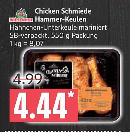 Chicken Schmiede Hammer-Keulen Hähnchen-Unterkeule mariniert SB-verpackt