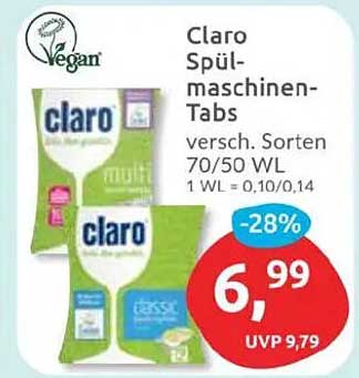 Claro Spülmaschinen-Tabs - Verschiedene Sorten 70/50 WL