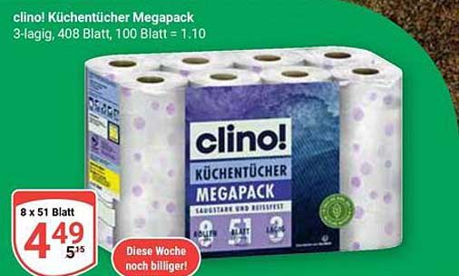 clino! Küchentücher Megapack 3-lagig, 408 Blatt