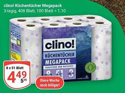 clino! Küchentücher Megapack 3-lagig, 408 Blatt