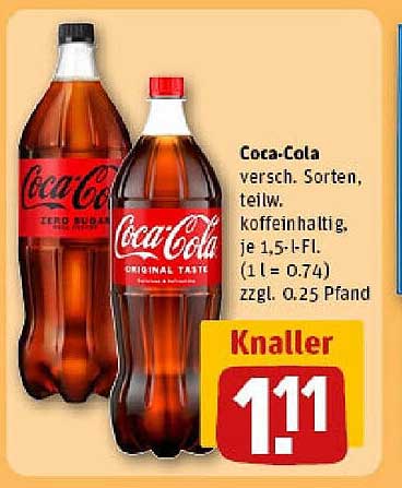 Coca-Cola 1,5 L Flasche - verschiedene Sorten, teilweise koffeinhaltig