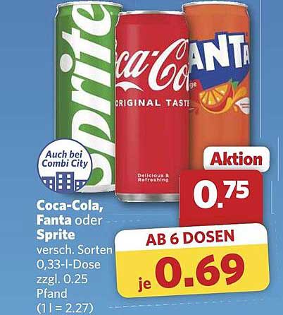 Coca-Cola, Fanta oder Sprite 0,33 l-Dose