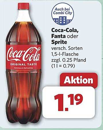 Coca-Cola, Fanta oder Sprite 1,5-Liter-Flasche für nur 1,19 €