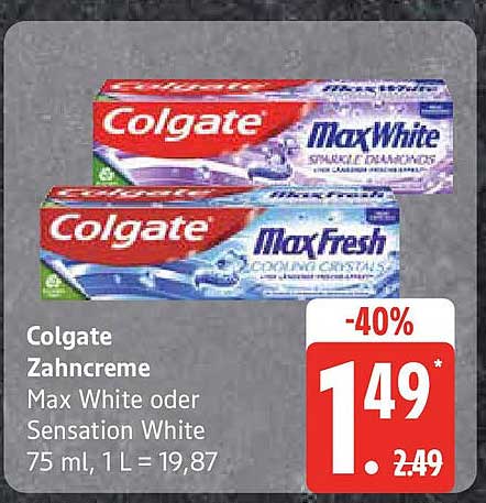 Colgate Zahnpasta Max White oder Sensation White 75 ml