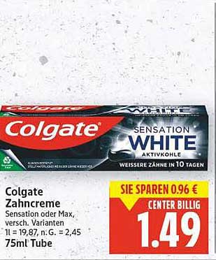 Colgate Zahnpasta Sensation oder Max, verschiedene Varianten - 75ml Tube