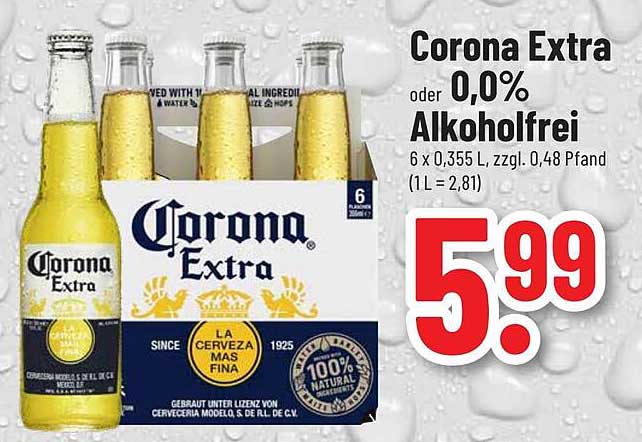 Corona Extra oder 0% Alkoholfrei - 6 x 0,355 L