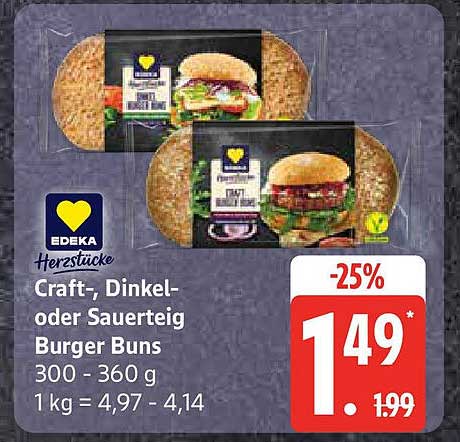 Craft-, Dinkel- oder Sauerteig Burger Buns
