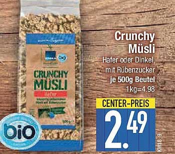 Crunchy Müsli Hafer oder Dinkel mit Rübenzucker 500g
