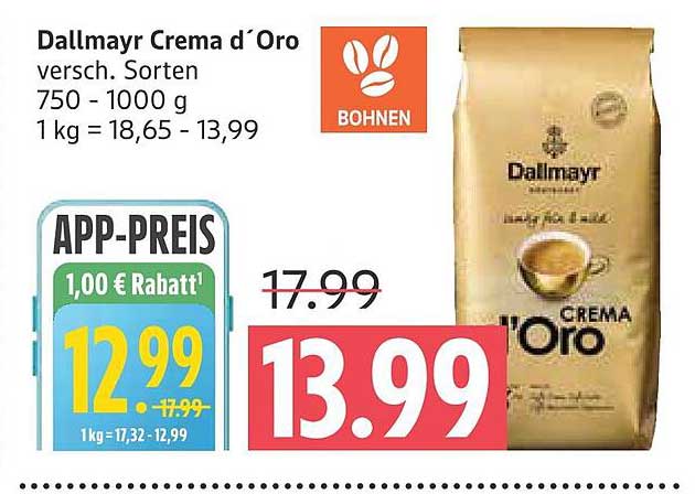 Dallmayr Crema d'Oro – Verschiedene Sorten 750 – 1000 g
