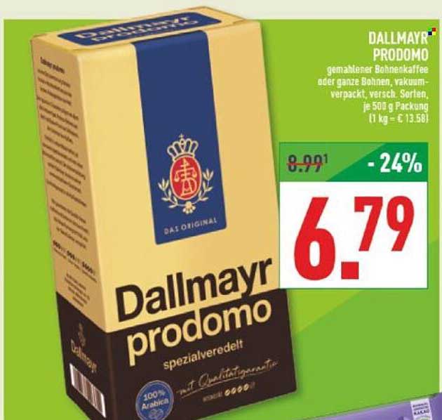 Dallmayr prodomo gemahlener Bohnenkaffee oder ganze Bohnen 500 g