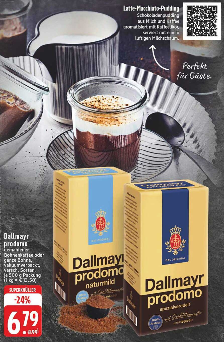 Dallmayr prodomo gemahlener Kaffee oder ganze Bohne 500 g Packung (versch. Sorten)