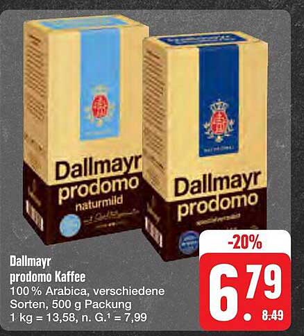 Dallmayr prodomo Kaffee 500 g - 20% Rabatt
