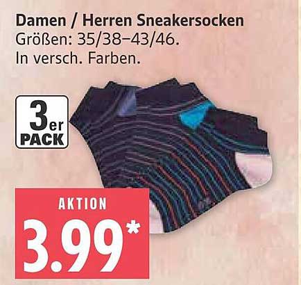 Damen / Herren Sneakersocken 3er Pack