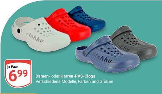 Damen- oder Herren-PVS-Clogs – Verschiedene Modelle, Farben und Größen