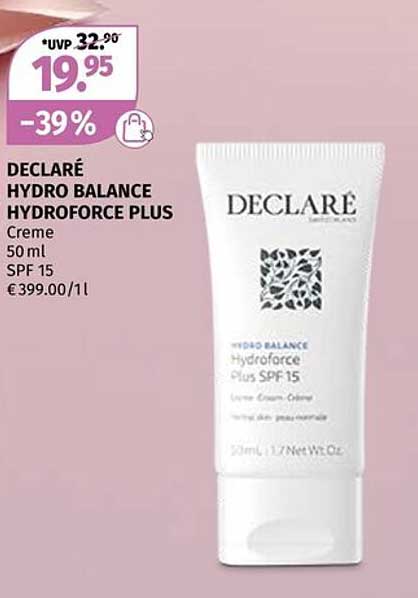 DECLARÉ HYDRO BALANCE HYDROFORCE PLUS Creme 50 ml mit SPF 15