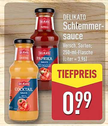 DELIKATO Schlemmen-Sauce - Verschiedene Sorten; 250-ml-Flasche (Liter = 3,96)
