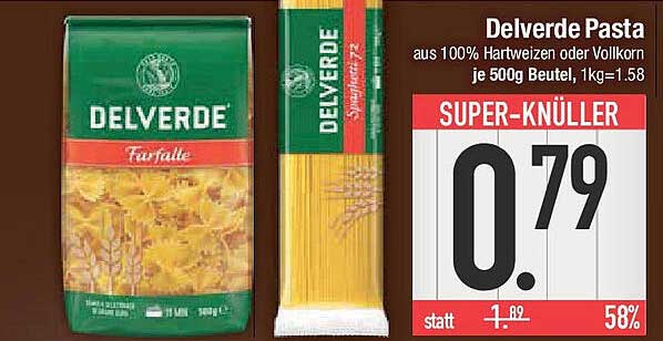 Delverde Pasta - Farfalle oder Spaghetti aus 100% Hartweizen oder Vollkorn