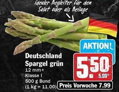 Deutschland Spargel grün 12 mm+ Klasse I 500 g Bund