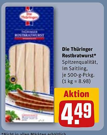 Die Thüringer Rostbratwurst* Spitzenqualität, im Saitling, je 500-g-Pckg.