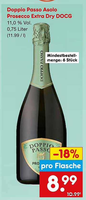 Doppio Passo Asolo Prosecco Extra Dry DOCG 0,75 Liter