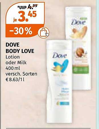 DOVE BODY LOVE Lotion oder Milk 400 ml versch. Sorten
